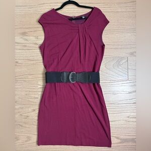 Ann Taylor Burgundy Sleeveless Sheath Midi Dress